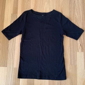 UNIQLO Ribbed Boat Neck Half Sleeve T-Shirt